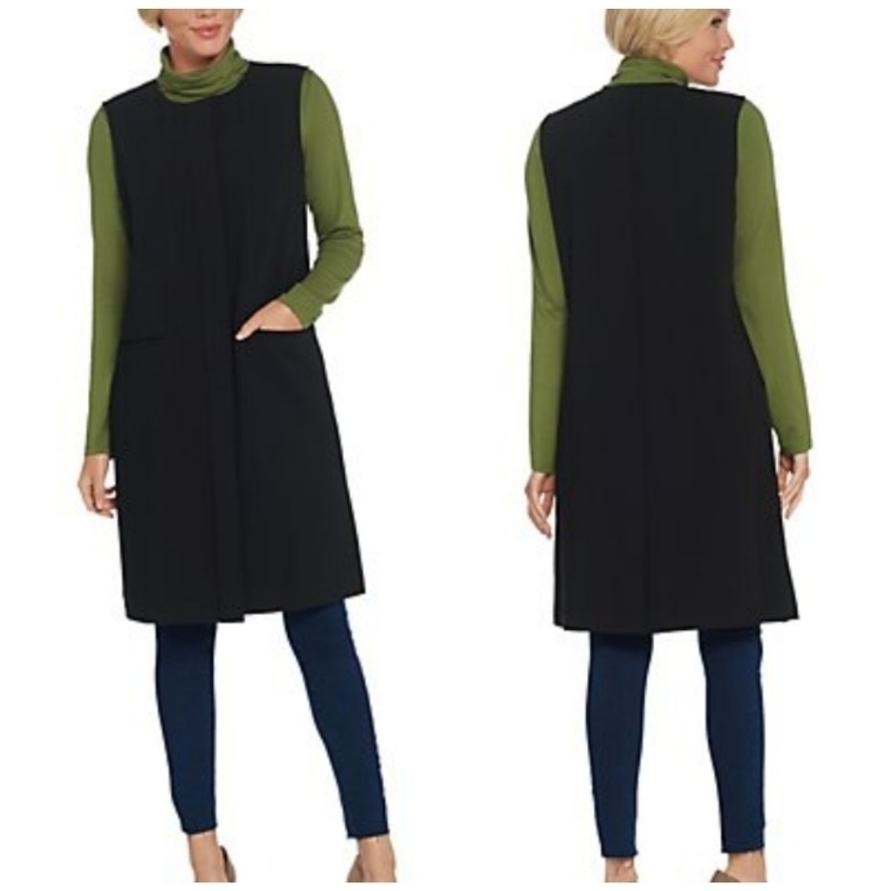 𝅺Martha Stewart Black Button Front Long Vest